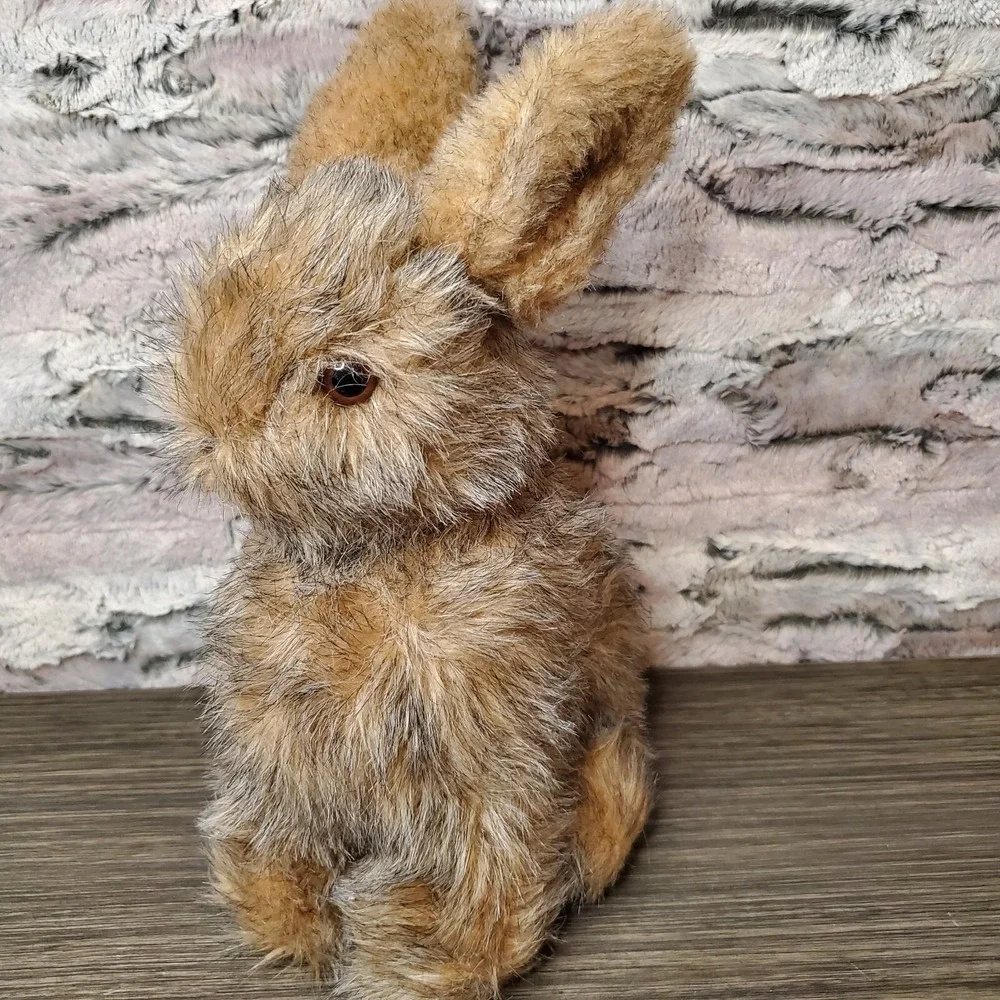 Kathy's Kreations Fuzzy Brown Easter Bunny Cottontail Rabbit Made in USA Big Ear